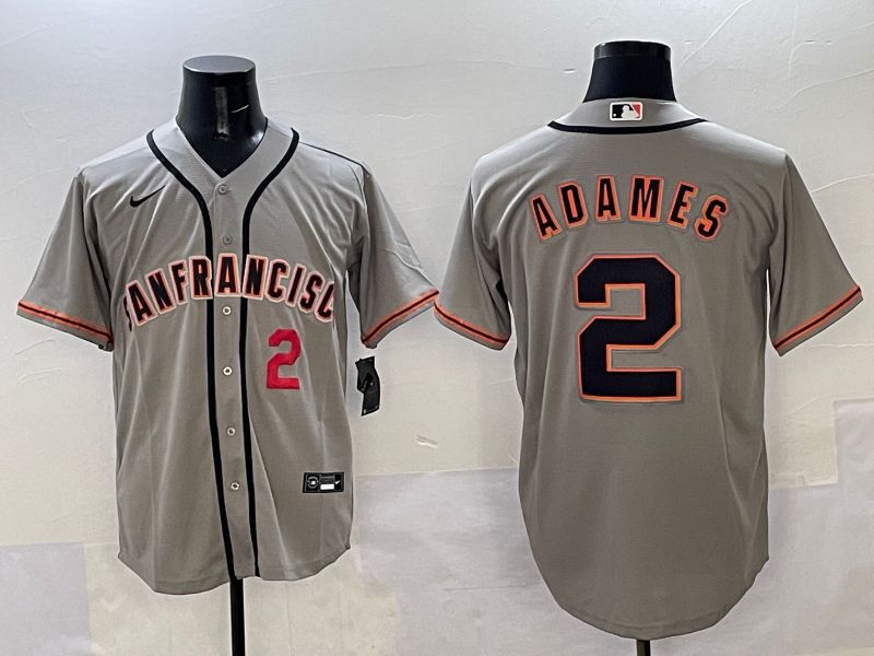 Men San Francisco Giants 2 Adames Grey Game Nike 2025 MLB Jersey style 33
